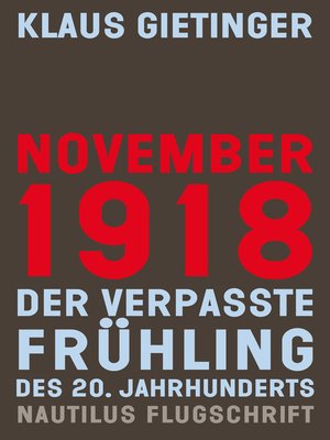 cover image of November 1918